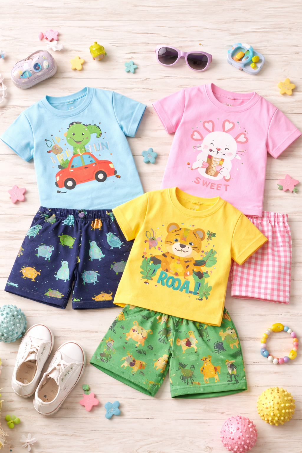 Kids Cotton Printed T-Shirt & Shorts Set
